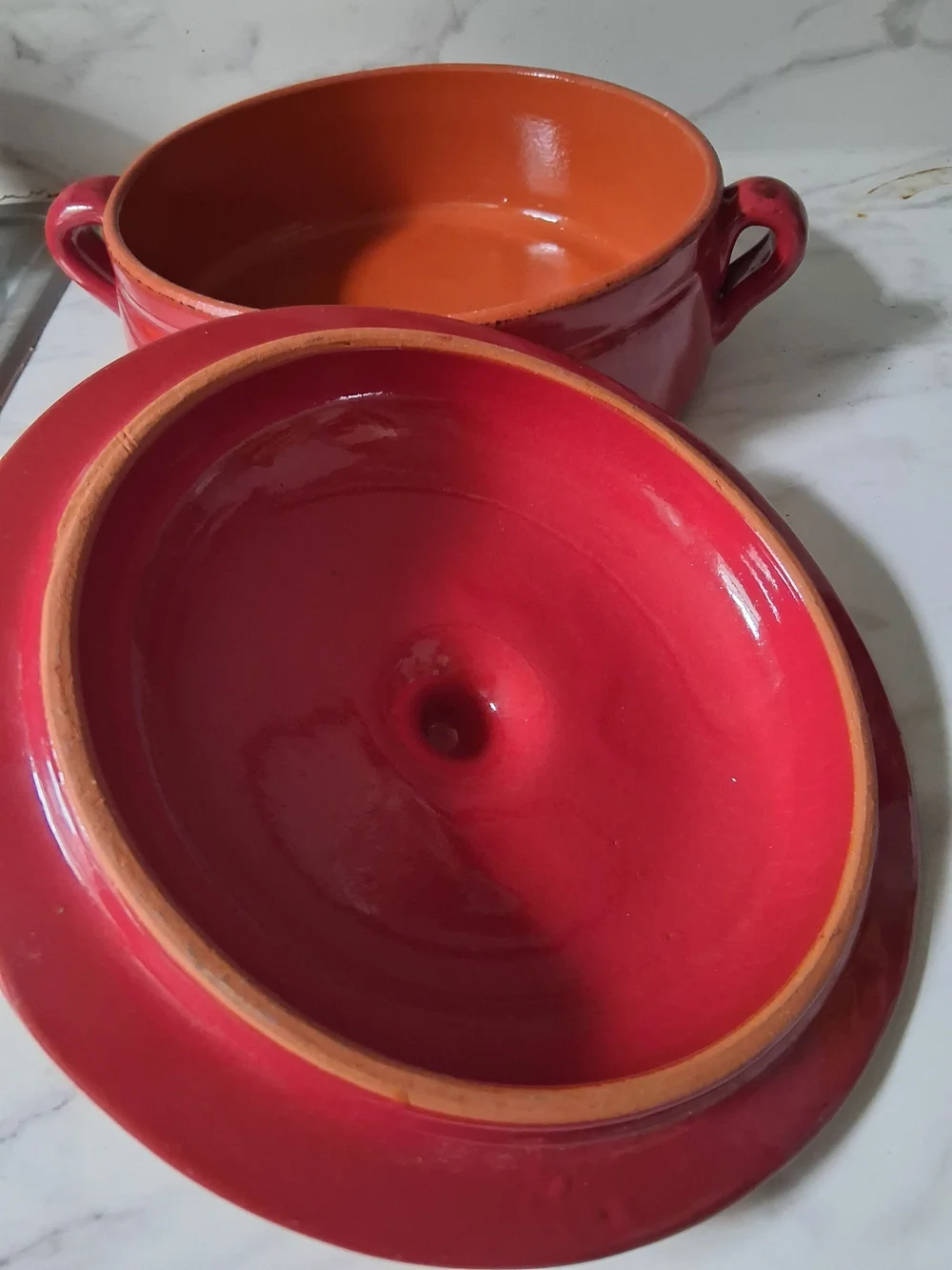 DE SILVA Italy Red Rustic Round Artisan Terracotta CASSEROLE DISH